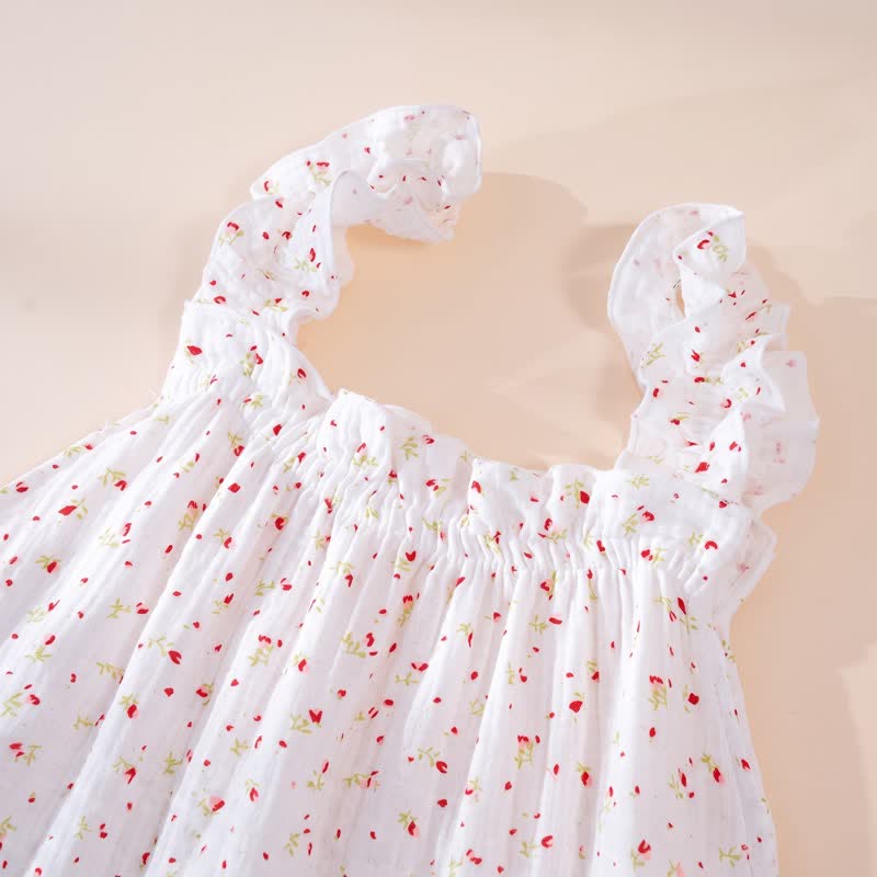 Cotton Floral Ruffle Strap Lounge Dress - image 3