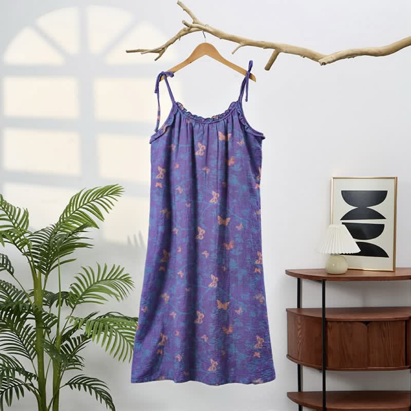 Butterfly Print Tie Strap Lounge Maxi Dress - image 1