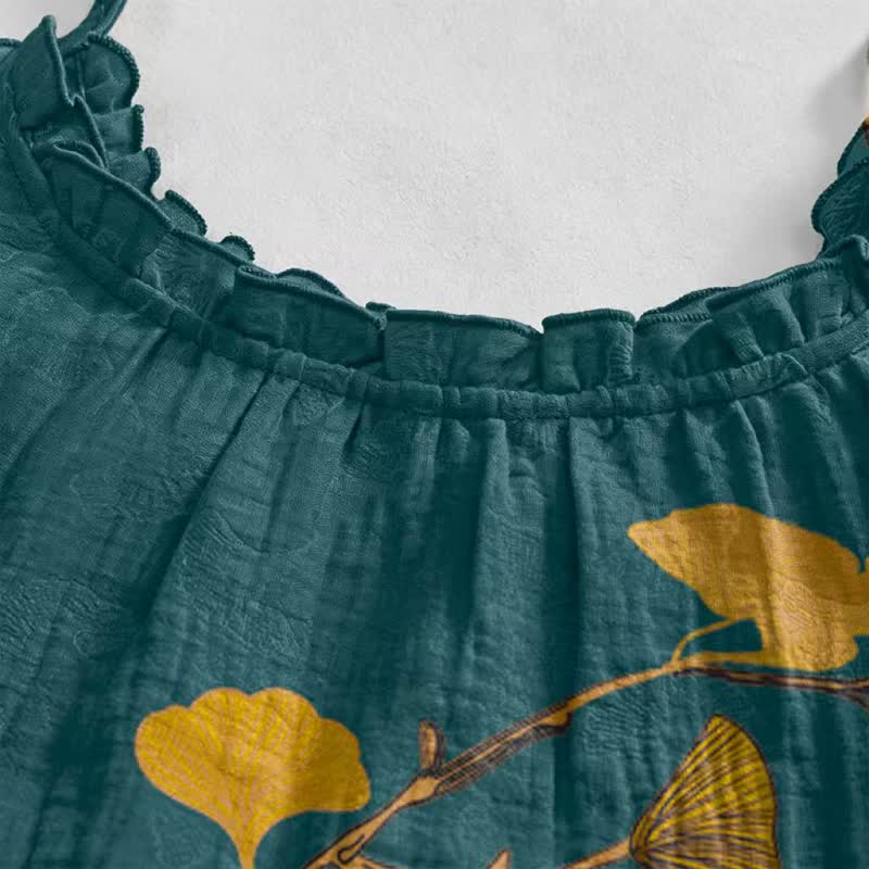 Ginkgo Leaf Tie Strap Maxi Lounge Dress - image 43