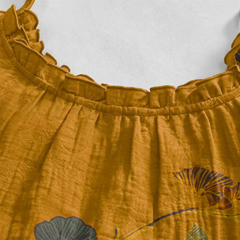 Ginkgo Leaf Tie Strap Maxi Lounge Dress - image 48