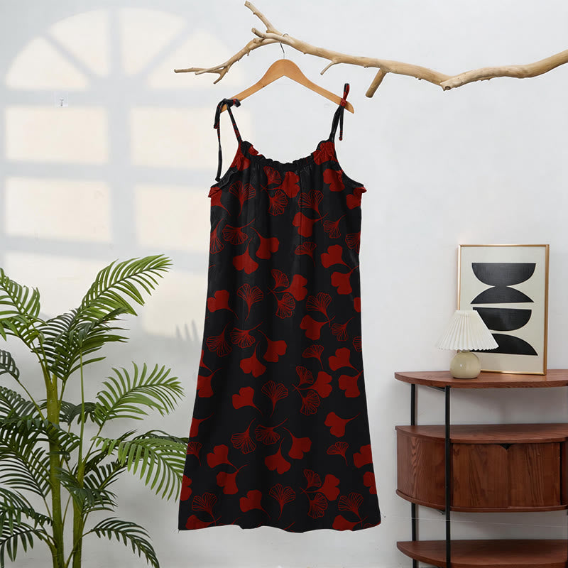 Ginkgo Leaf Tie Strap Lounge Midi Dress - image 66