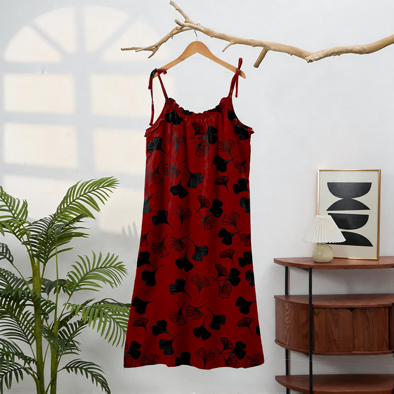 Ginkgo Leaf Tie Strap Lounge Midi Dress - image 61