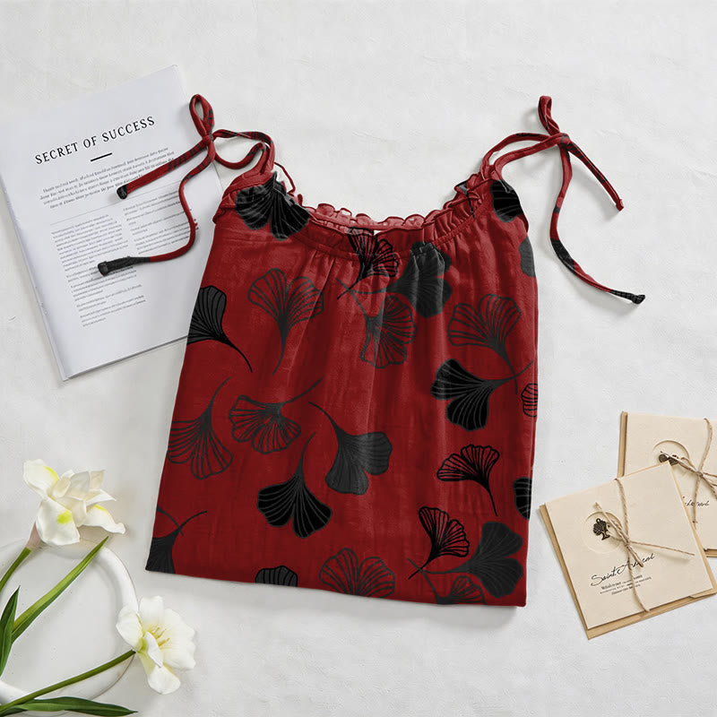 Ginkgo Leaf Tie Strap Lounge Midi Dress - image 63
