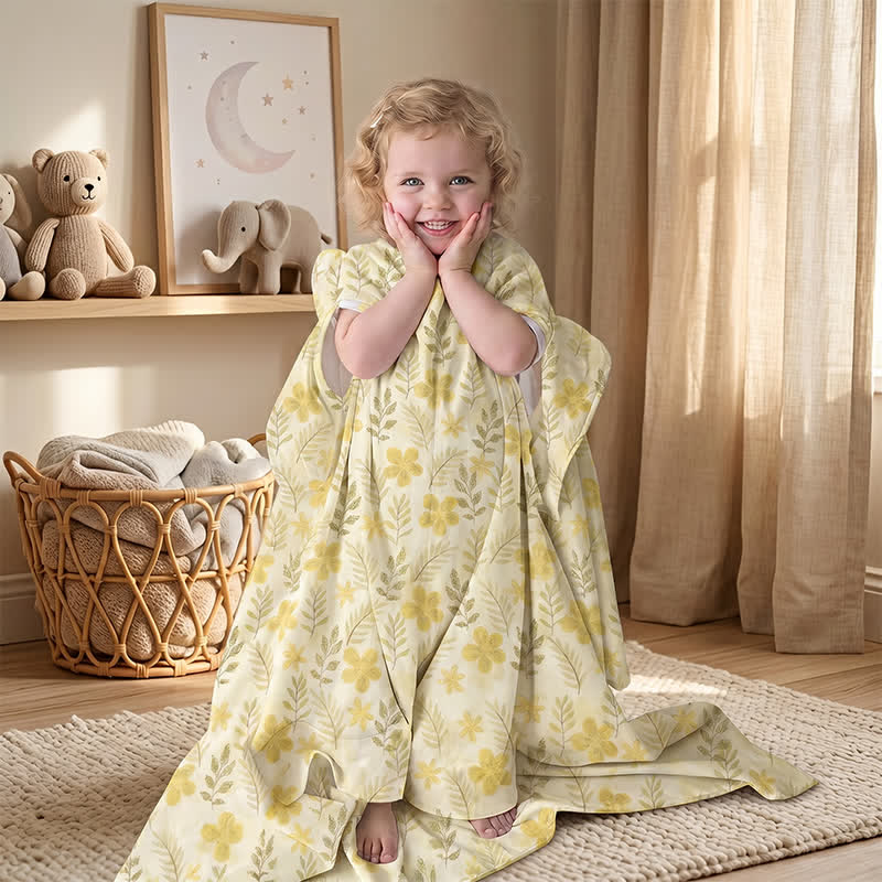 Yellow Floral Cotton Quilted Baby Quilt - image 1