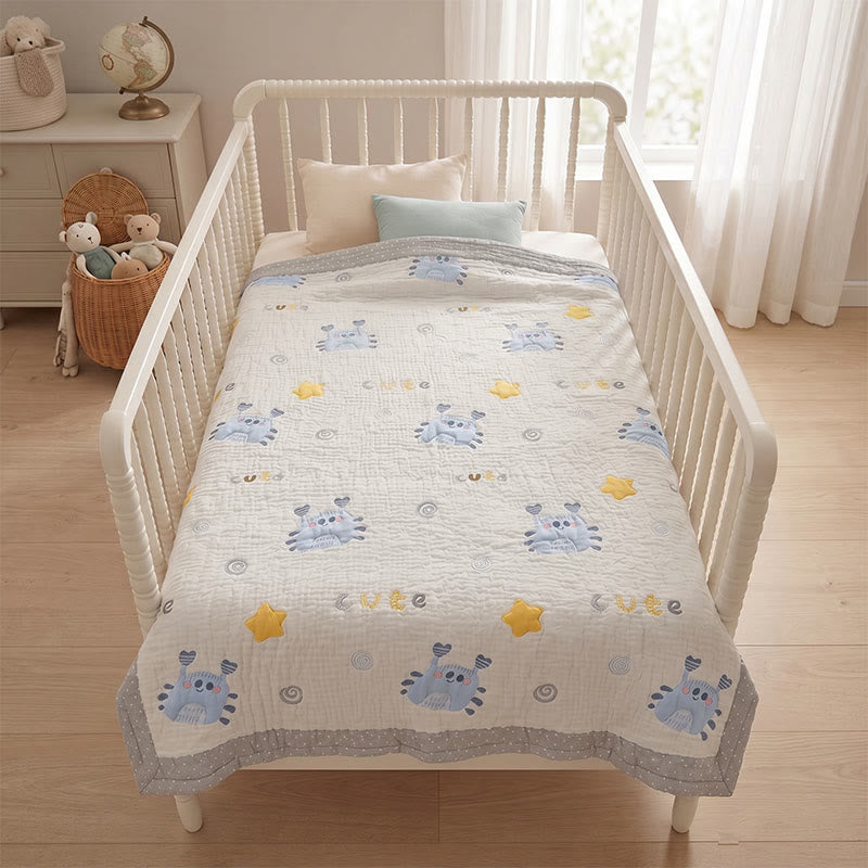 Blue Crab Lyocell Quilted Baby Blanket - image 2