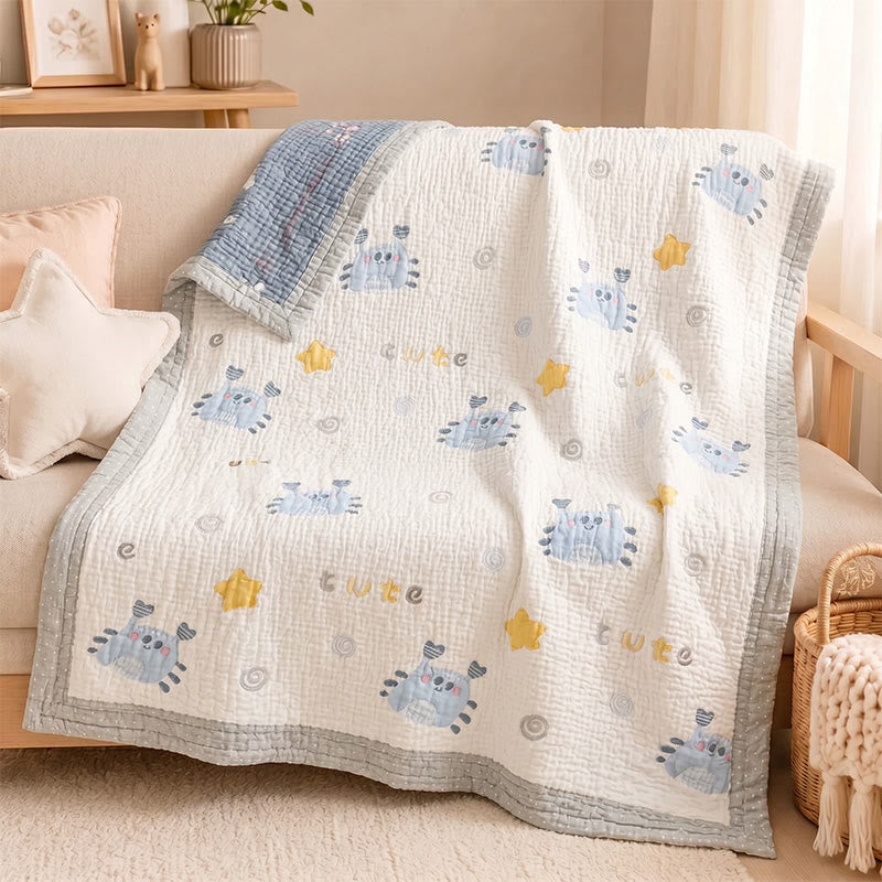 Blue Crab Lyocell Quilted Baby Blanket - image 1
