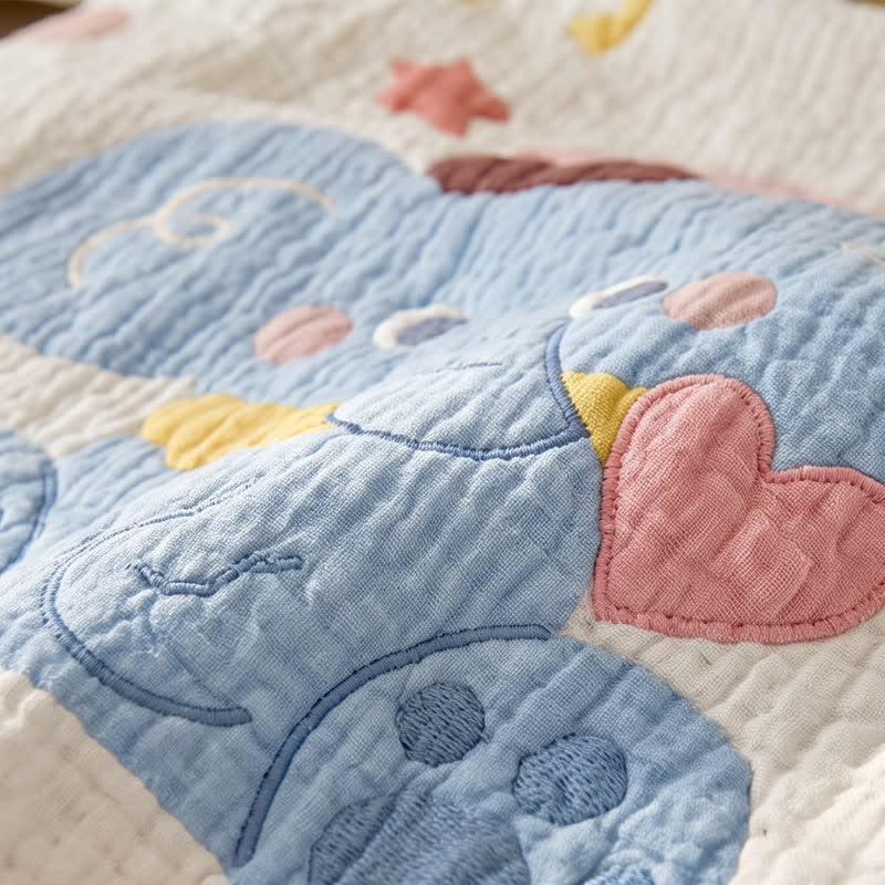 Pastel Elephant Lyocell Quilted Baby Quilt - image 4