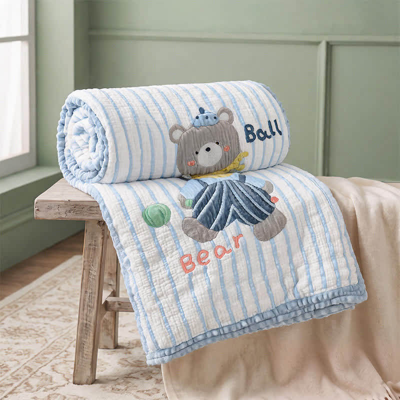 Striped Bear Lyocell Quilted Baby Quilt - image 3