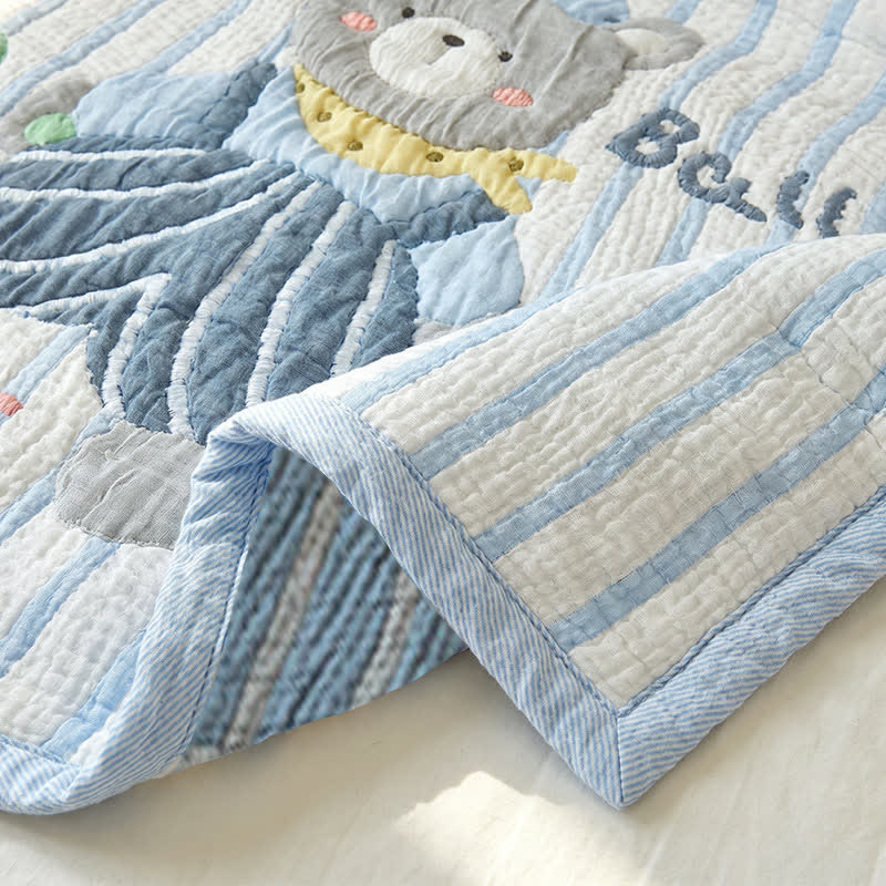 Striped Bear Lyocell Quilted Baby Quilt - image 4