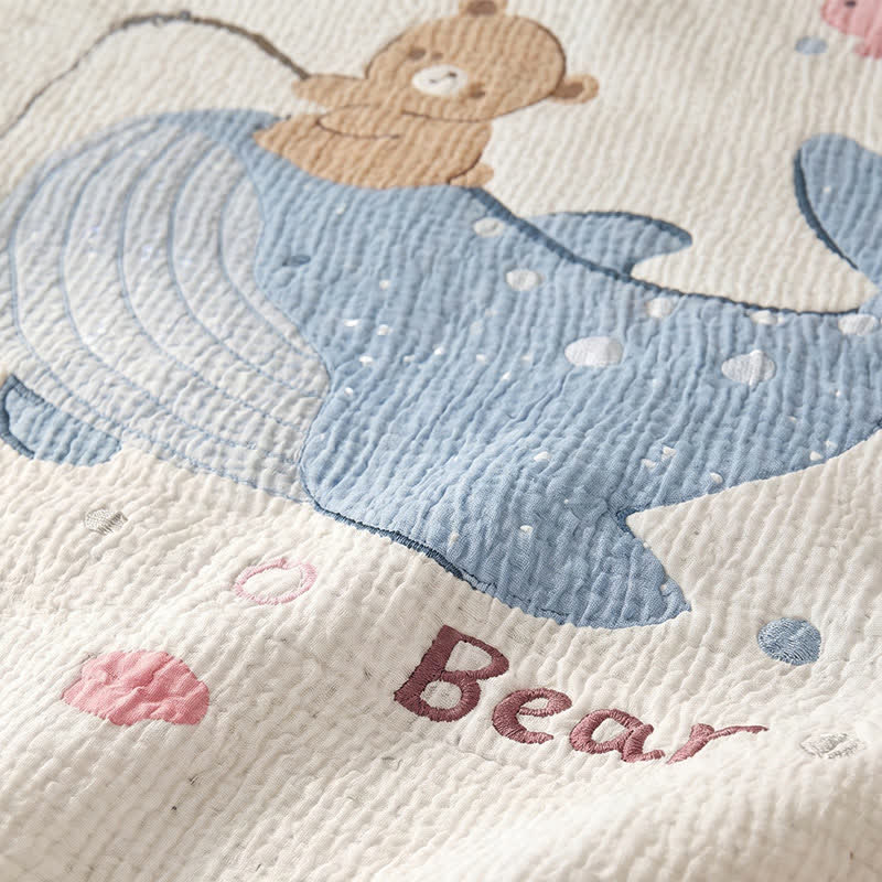 Whale and Bear Lyocell Quilted Baby Blanket - image 5