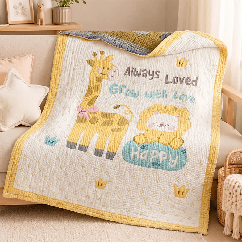Giraffe and Lion Lyocell Quilted Baby Blanket - image 1