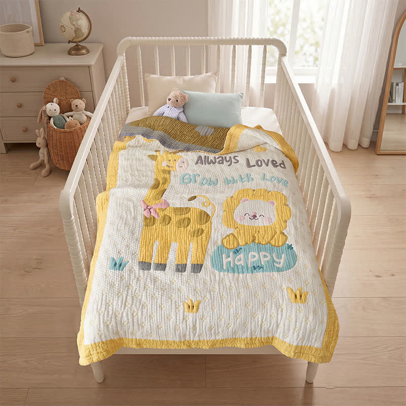 Giraffe and Lion Lyocell Quilted Baby Blanket - image 2