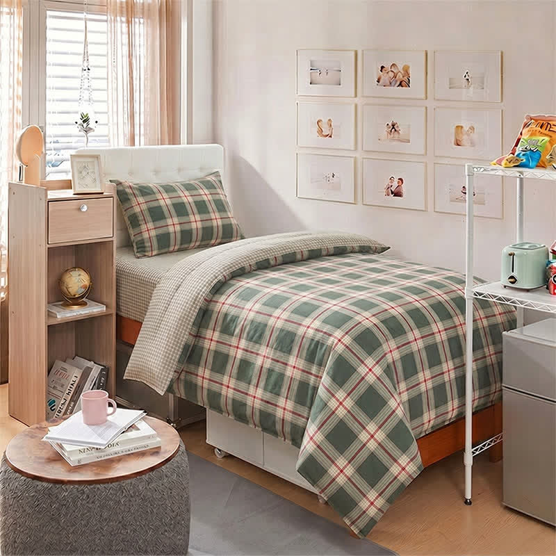 Heritage Plaid Twin XL Dorm Bedding Set - Twin XL - Green - 3-Piece Duvet Set - image 0
