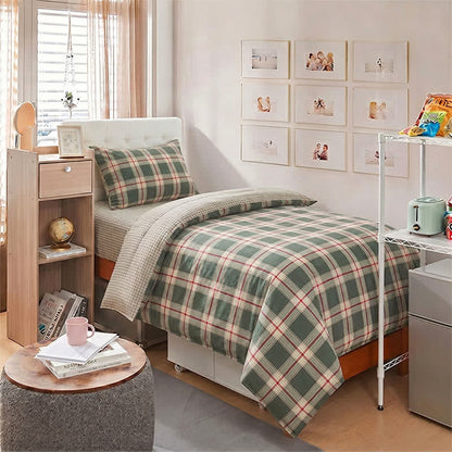 Heritage Plaid Twin XL Dorm Bedding Set - Twin XL - Green - 3-Piece Duvet Set - image 0