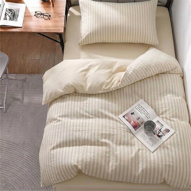 Nordic Stripe Cotton Twin XL Bedding Set - Twin XL - Yellow - 3-Piece Duvet Set - image 6