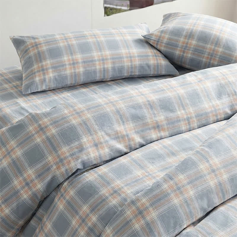 Blue Plaid Cotton Twin XL Bedding Set - image 2