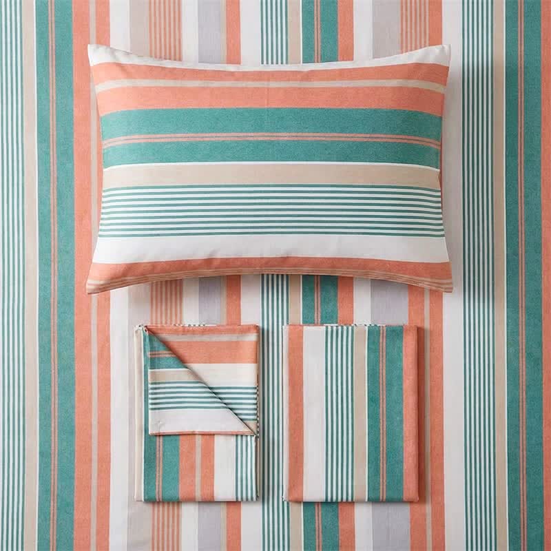 Coral Teal Stripe Twin XL Bedding Set - image 3