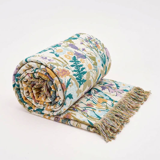 Muslin Botanical Tassel Reversible Blanket Quilt - image 0