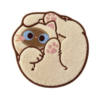 Curled Cat Faux Cashmere Seat Cushion - Beige - 20" × 20" - image 1