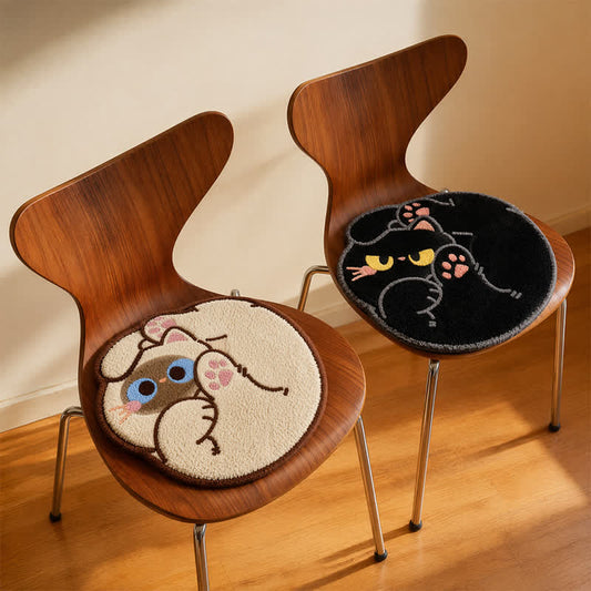 Curled Cat Faux Cashmere Seat Cushion - image 0