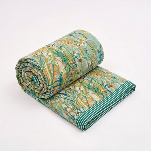 Vintage Iris Field Cotton Jacquard Blanket Quilt - image 0