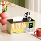 Playful Cat Patchwork Wooden Tissue Box Organizer - Multicolor - 11" L × 6" W × 5" H - With Remote Holder - image 2