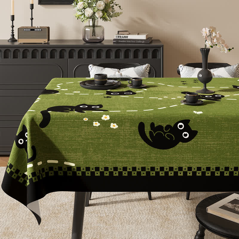 Playful Cat Garden Waterproof PVC Tablecloth - image 2