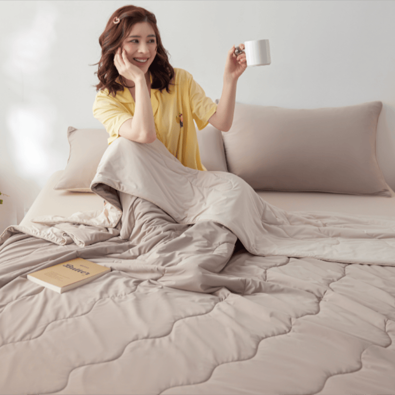 Double-Sided Cooling Lightweight Summer Comforter - Latte Beige - 79" × 91"  - image 8