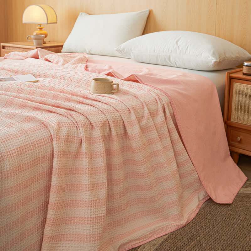 Textured Plaid Woven Bedspread with Scalloped Edge - Pink - 79" × 91" - image 18