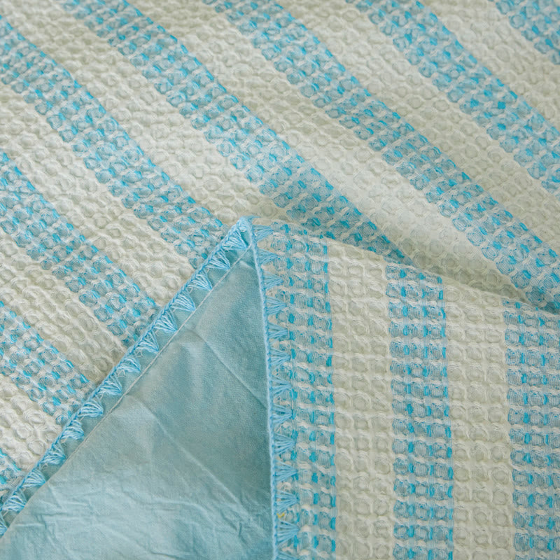 Textured Plaid Woven Bedspread with Scalloped Edge - image 4