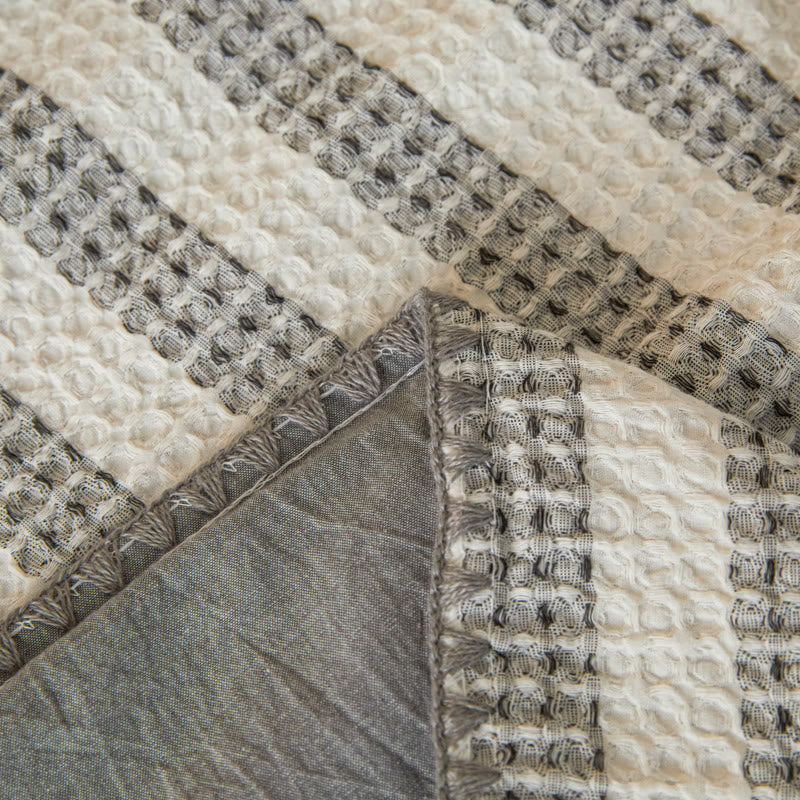 Textured Plaid Woven Bedspread with Scalloped Edge - image 10