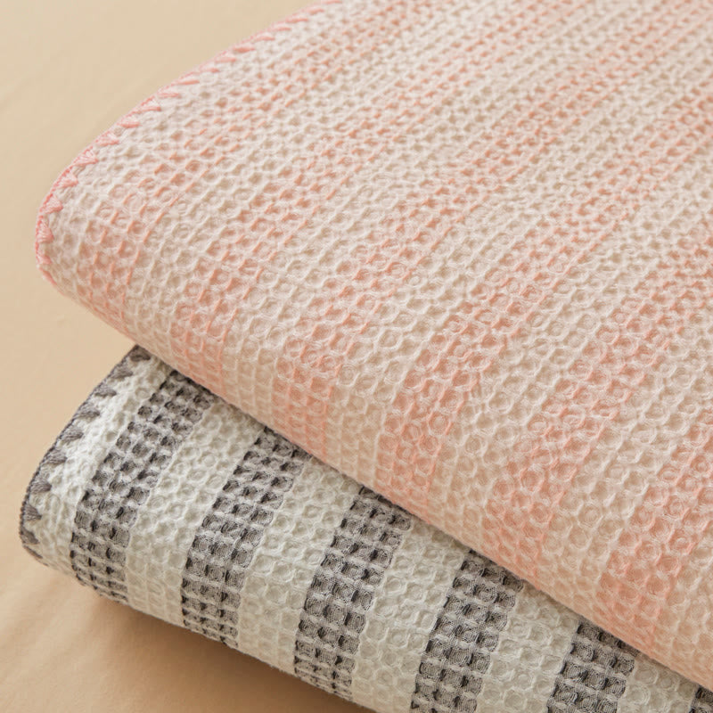 Textured Plaid Woven Bedspread with Scalloped Edge - image 23
