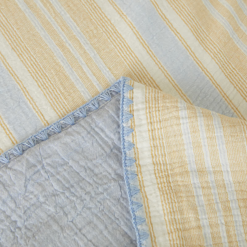 Soft Stripe Reversible Cotton Bedspread - image 4