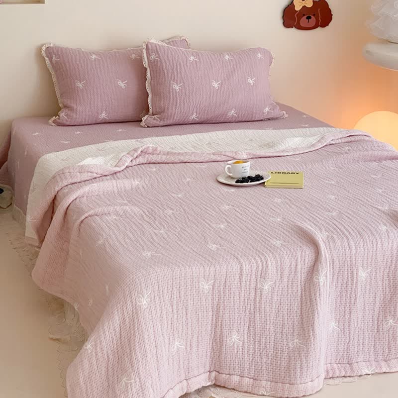 Ruffled Bow Quilted Lyocell Summer Quilt - image 2
