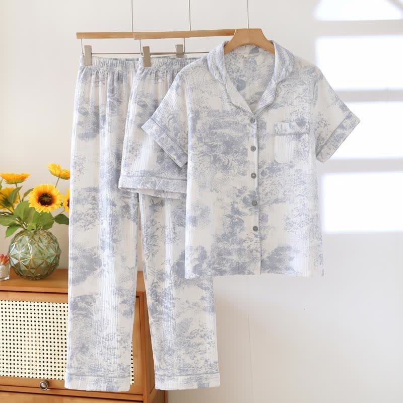 Watercolor 3-Piece Cotton Gauze Pajama Set - image 1
