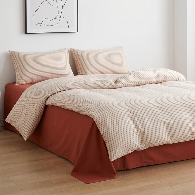 Washed Cotton French Blue Stripe Bedding Set - image 4