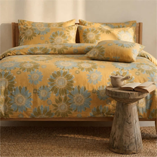 Vintage Sunflower Orange Cotton Bedding Set - Orange - 20" x 37" - 2PCS Pillowcases - image 0