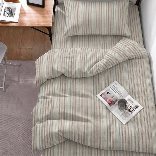 Minimalist Fine Stripe Neutral College Bedding Set - Twin XL - Grey Brown Stripe - 5-Piece Complete Set - image 0