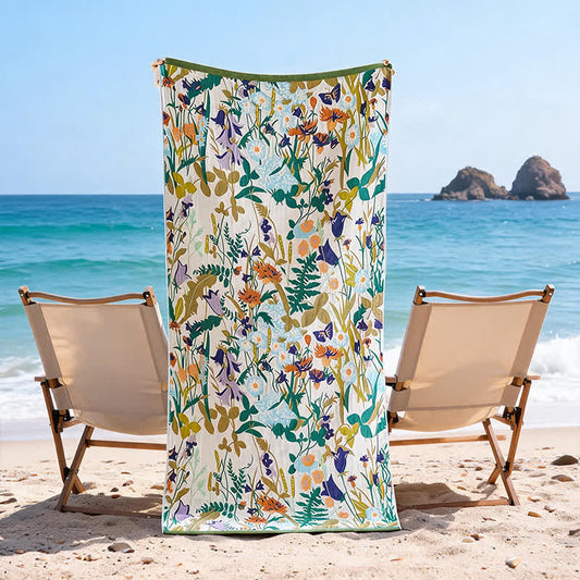 4-Layer Floral Cotton Muslin Beach & Bath Towel - 1 x Bath & 1 x Hand - 2PCS - 31"W x 63"L & 14"W x 29"L - image 0