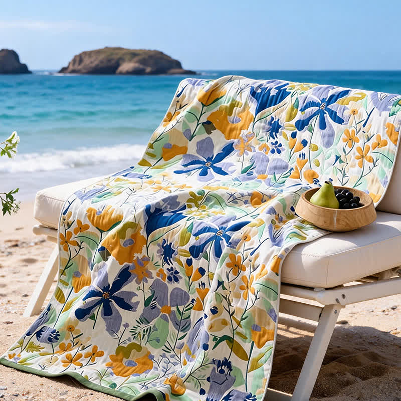 Botanical Floral 4-Layer Muslin Beach & Bath Towel - image 5