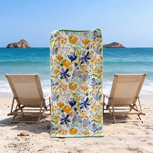 Botanical Floral 4-Layer Muslin Beach & Bath Towel - 1 x Bath & 1 x Hand - 2PCS - 31"W x 63"L & 14"W x 29"L - image 0