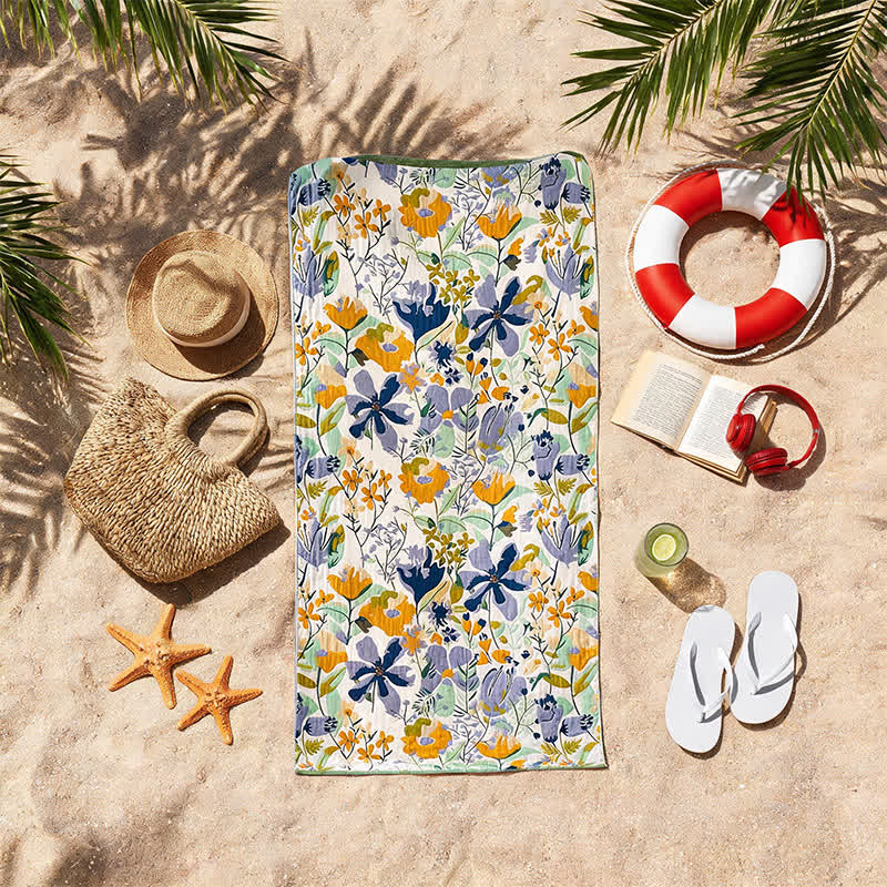 Botanical Floral 4-Layer Muslin Beach & Bath Towel - image 1