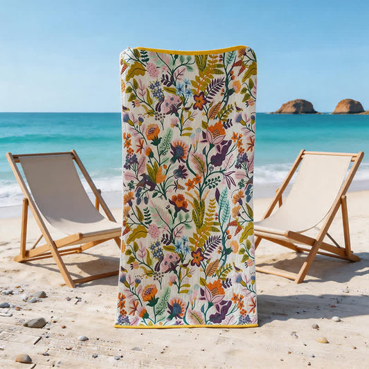 Floral 4-Layer Muslin Cotton Beach & Bath Towel - 1 x Bath & 1 x Hand - 2PCS - 31"W x 63"L & 14"W x 29"L - image 0