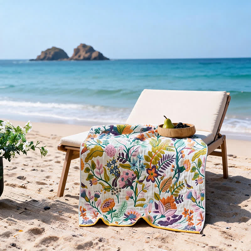 Floral 4-Layer Muslin Cotton Beach & Bath Towel - image 5