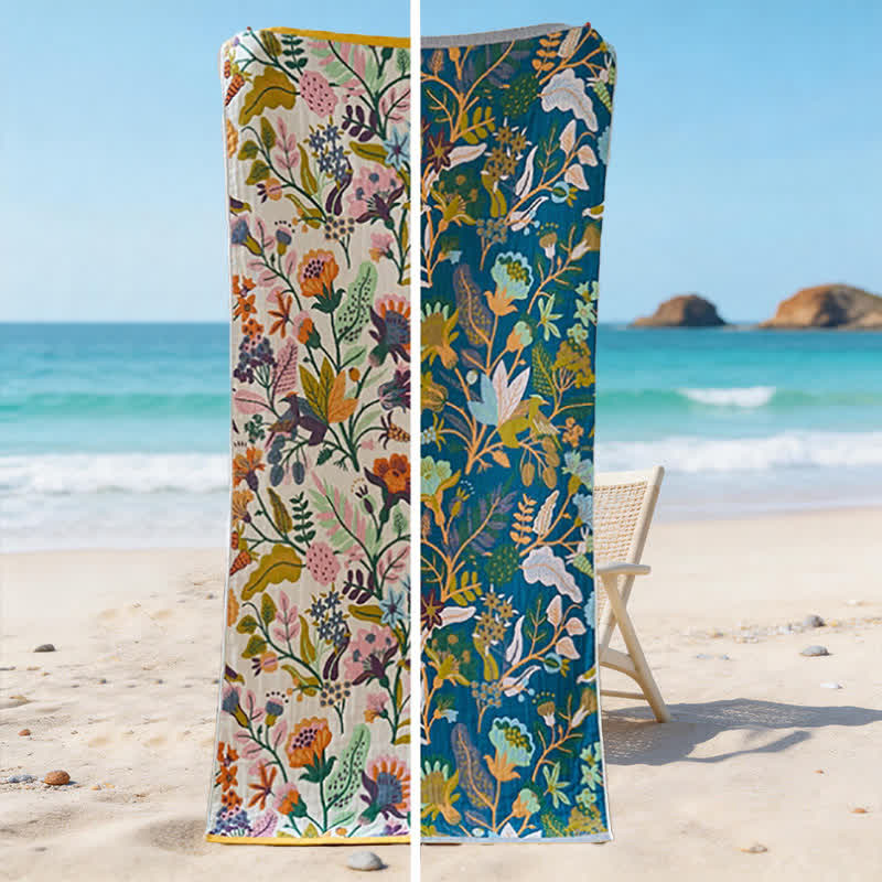 Floral 4-Layer Muslin Cotton Beach & Bath Towel - image 7