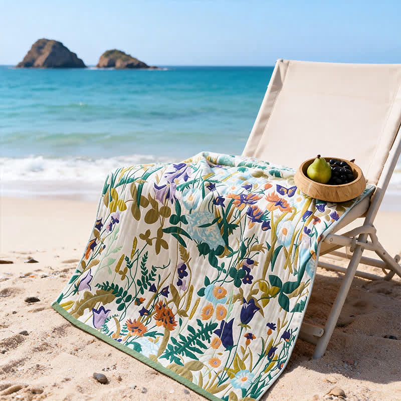 4-Layer Floral Cotton Muslin Beach & Bath Towel - image 3