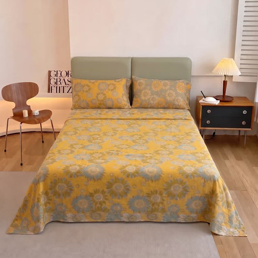 Sunflower Garden Cotton Gauze Bedspread - Orange - 2PCS Pillowcases - 40" x 20" - image 0