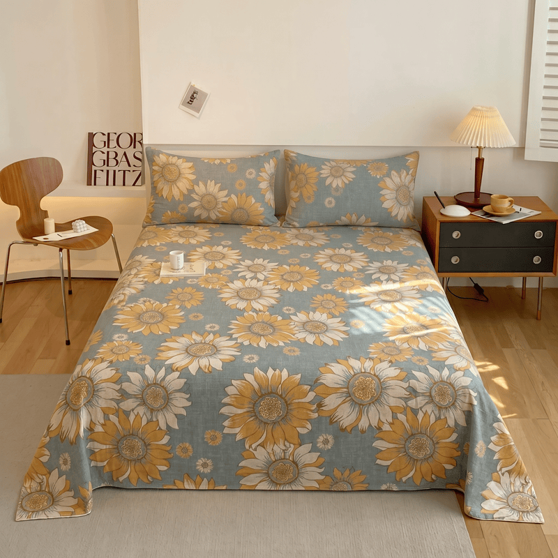 Sunflower Garden Cotton Gauze Bedspread - Grey - 2PCS Pillowcases - 40" x 20" - image 6