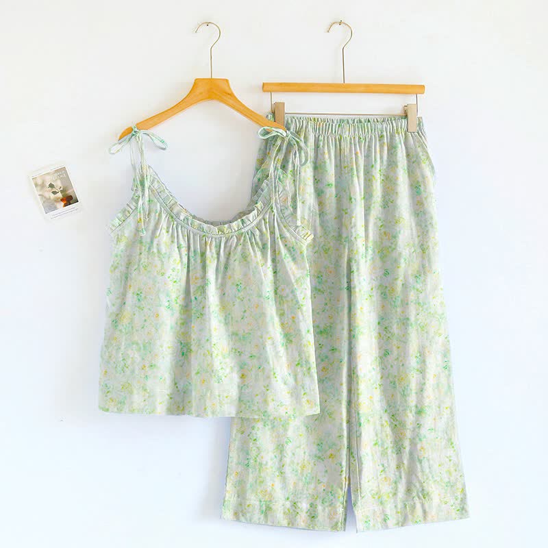 Rose Floral Spaghetti Strap Loungewear - image 1