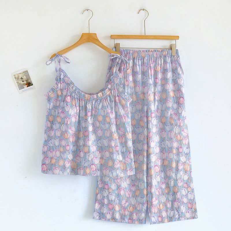 Tulip Tie Strap Cami Lounge Set - Blue - XL - image 0